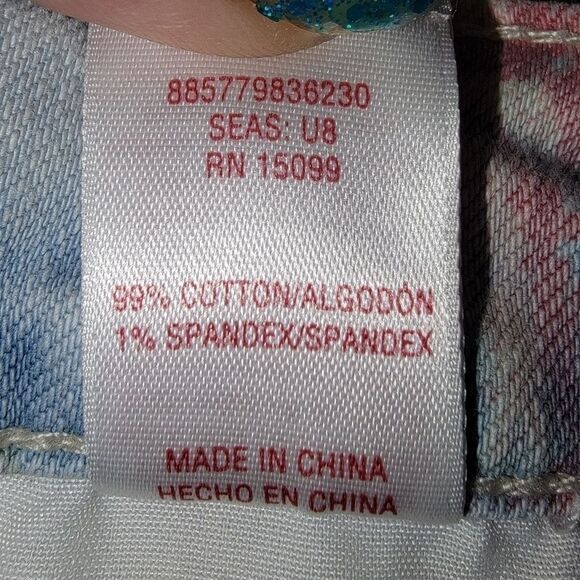 Bongo floral frayed hem bleach washed denim jean shorts size 15 - Picture 10 of 10